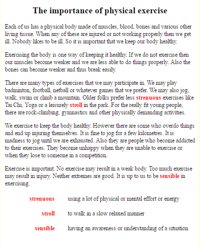 benefit of exercise essay